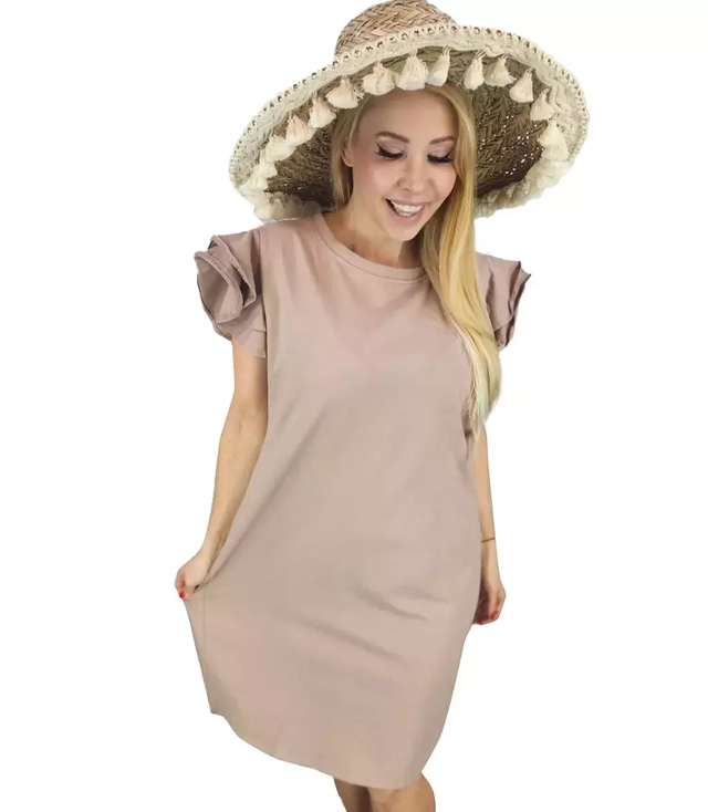 Bawełniana prosta sukienka z falbankami