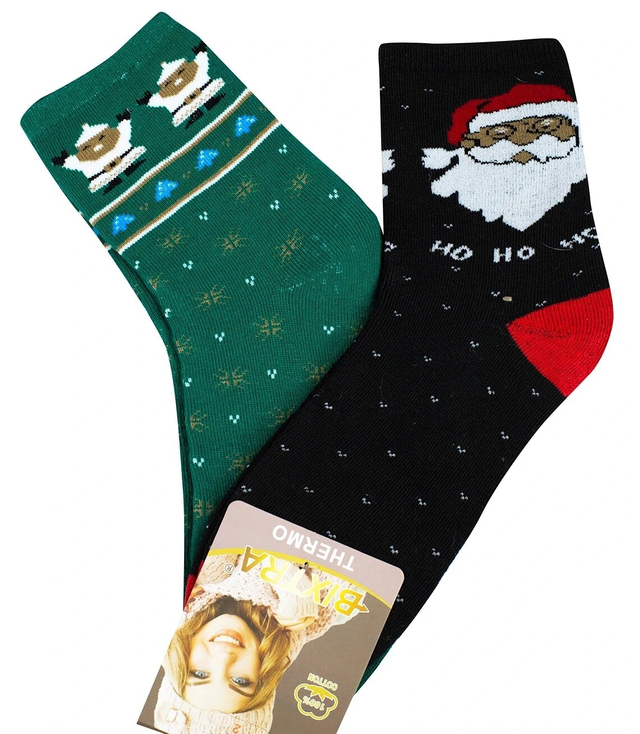 Christmas socks 2-pack SANTA Santa Claus Gift Unisex (16983 / WH-20008) -  Agrafka