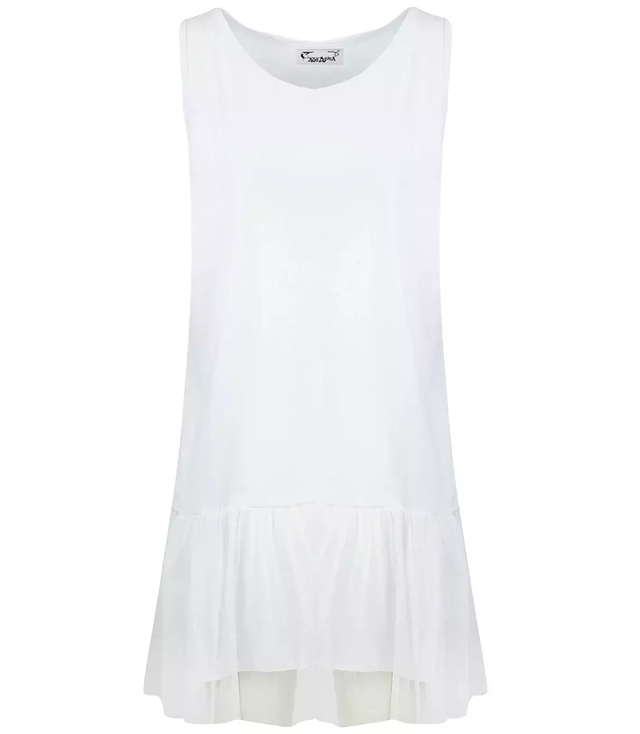 A simple tunic dress with a tulle frill
