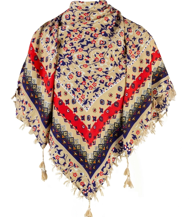 Beautiful scarf with tassel print in flowers