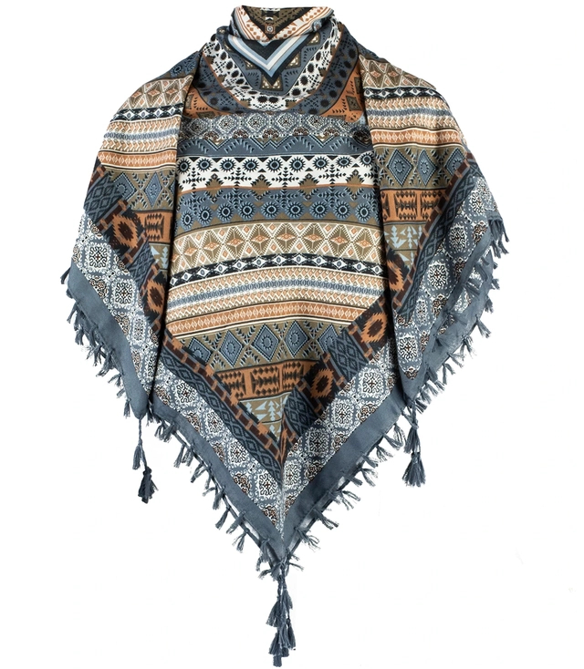 Beautiful scarf with tassels oriental print