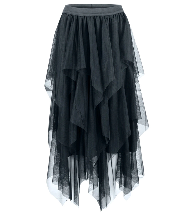 Long asymmetric skirt with tulle ruffles LENA