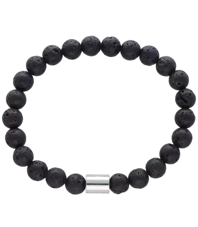 Men's bracelet lava beads 8.5 mm with box