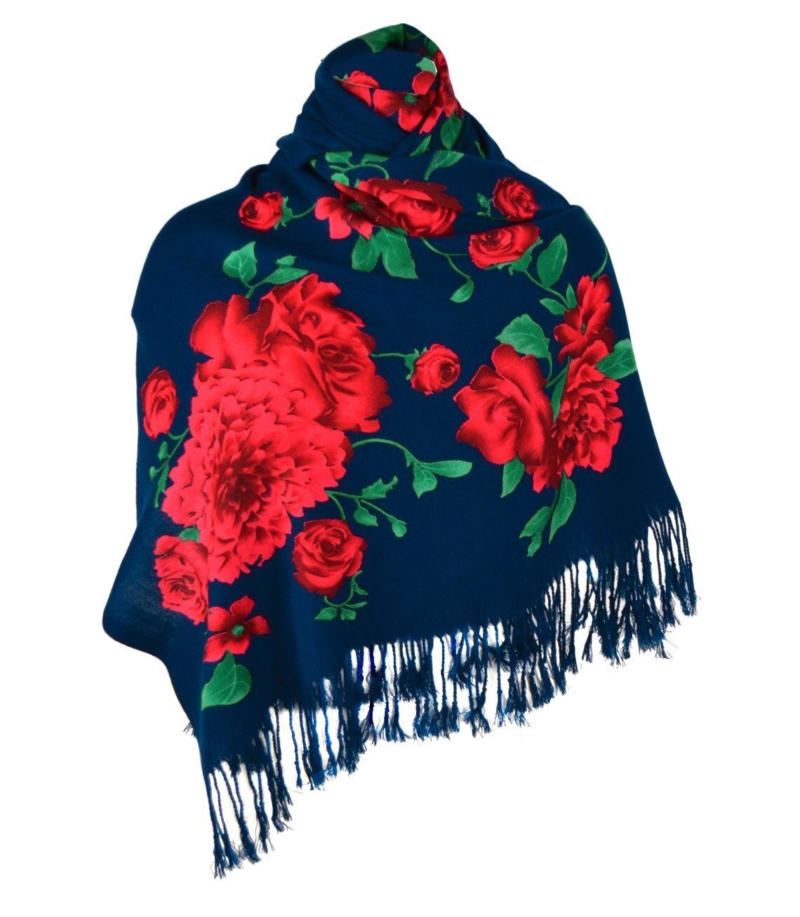 Beautiful soft elegant shawl with roses folk pattern (6011 / DOR-1C ...