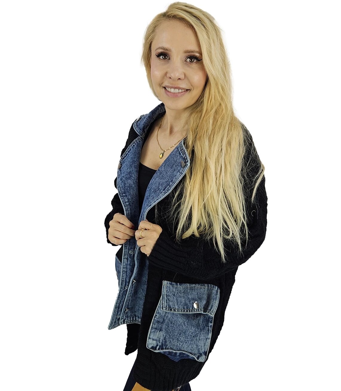 Denim sweater outlet jacket women's