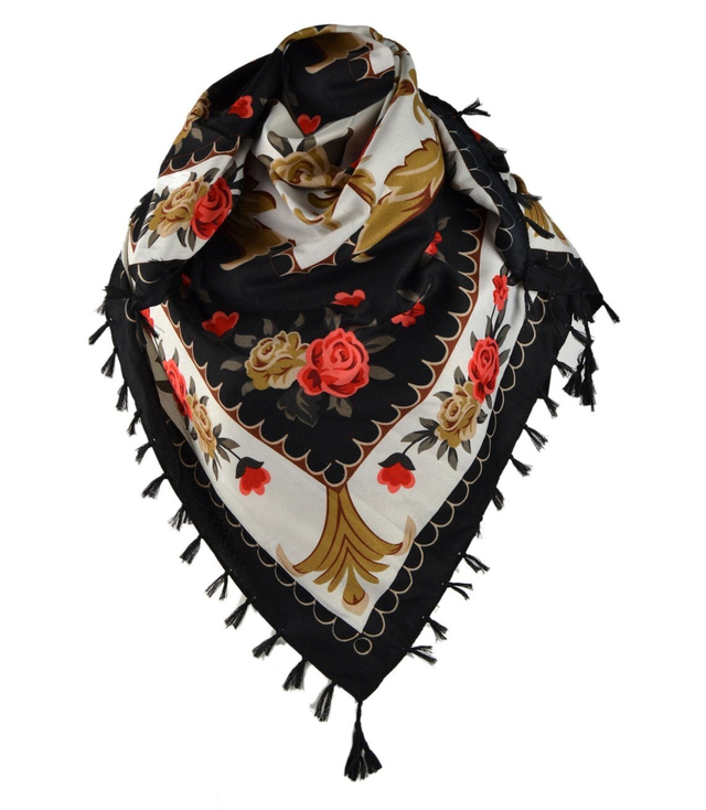 Beautiful colorful scarf with flowers FOLK style