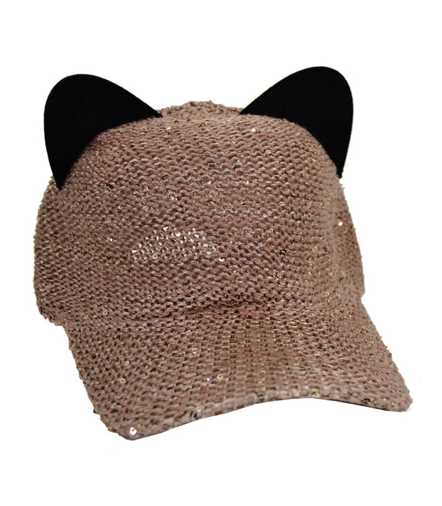 Braided cap with cat ears sequins