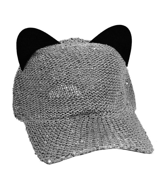 Braided cap with cat ears sequins