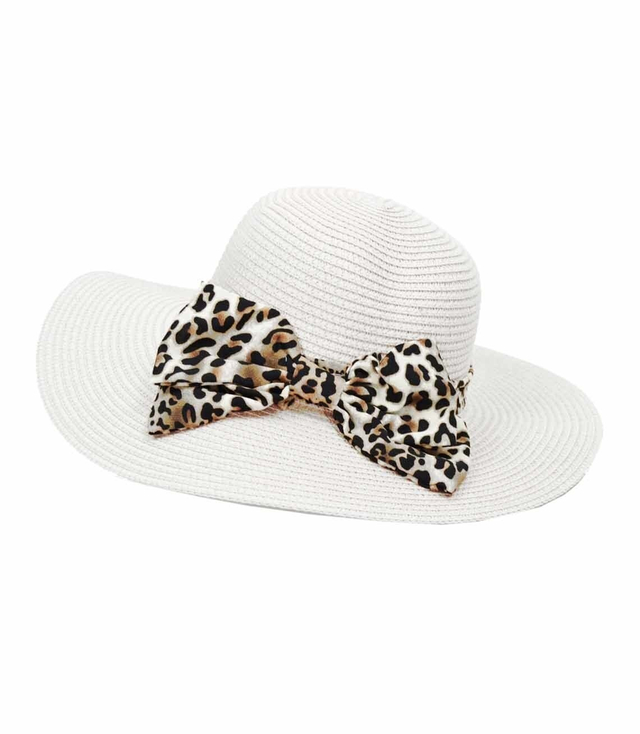 Fashionable beach straw hat with a bow