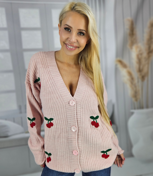 Warm and cozy women's sweater with cherries in autumn LARAMIE
