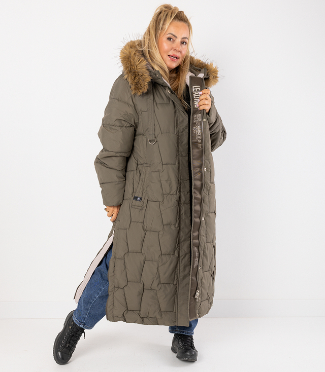 Długa kurtka pikowany płaszcz zimowy URBAN LONG PUFF PLUS SIZE