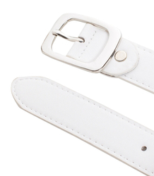 Smooth women's eco leather belt with silver buckle 3 cm