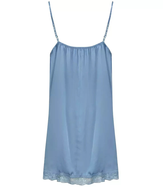 Satynowa sukienka z koronką na ramiączkach