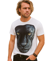 Men's large panther print t-shirt cotton