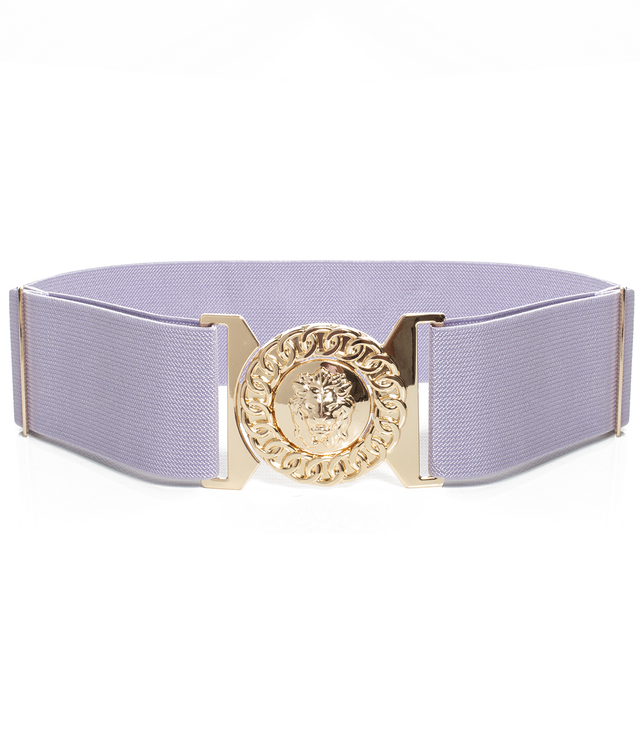 Women's belt with gold lion adjustable elastic