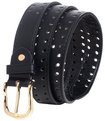 Women's eco leather belt with decorative holes 3 cm