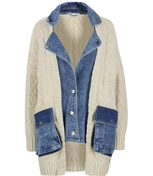 Kurtka sweter jeansowe wstawki JENNY