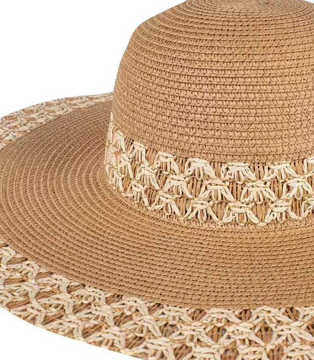 Fashionable large braided openwork hat