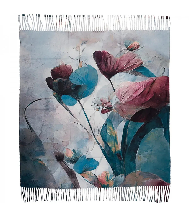 Square shawl scarf for women with tassels AGRAFKA