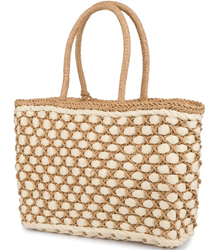 Large basket, summer bag, soft woven handbag with tassel