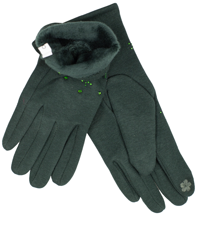 Women's insulated gloves Touch Five-fingered with rhinestones