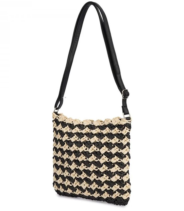 Stylish small shoulder bag braided raffia design