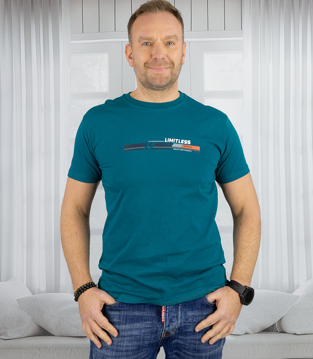 Męski t-shirt koszulka krótki rękaw ze sportowym nadrukiem