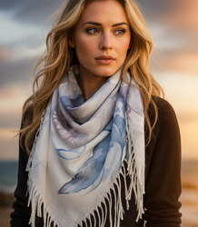 Women's scarf with floral pattern 100x100