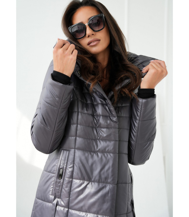 Long elegant quilted insulated coat for women AMELIA