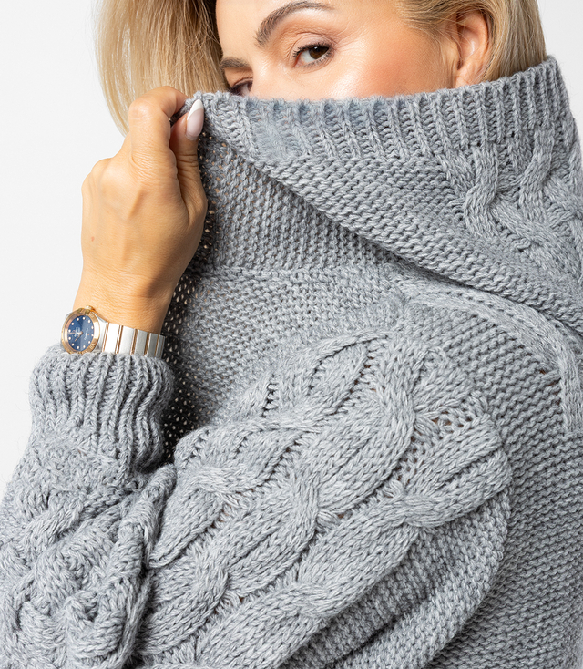 Cardigan Long Chunky Braid Wool Sweater