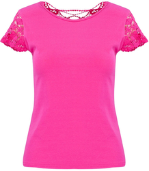 Short-sleeved T-shirt blouse decorated with lace LUIZA