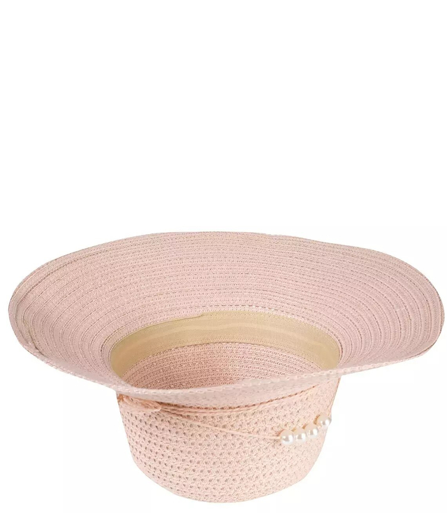 Women's chapeau-cloche pearly straw hat