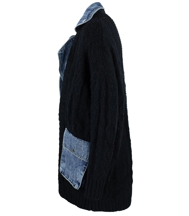 Kurtka sweter jeansowe wstawki JENNY