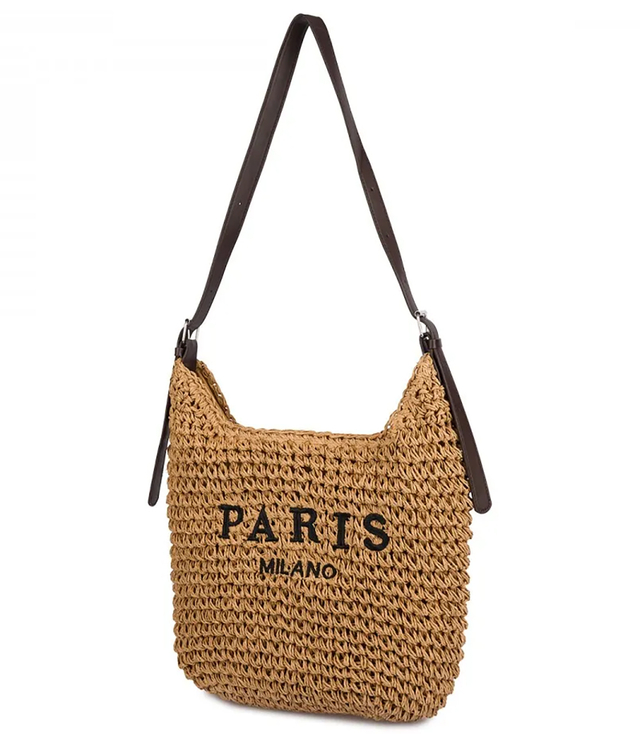 PARIS MILANO braided handbag with eco leather strap