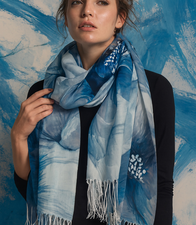 Women's floral pattern scarf 180x70