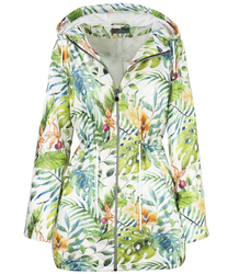 Lekka krótka kurtka parka monstera kwiaty