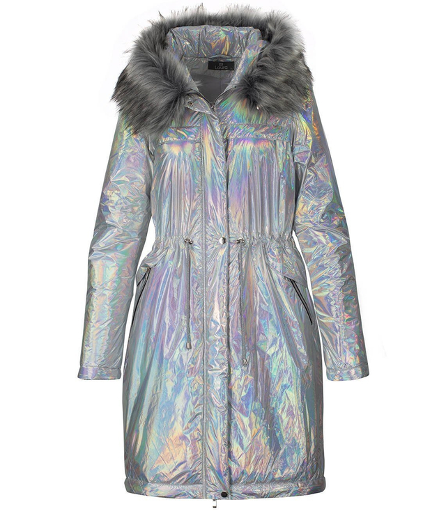 Hologramowy płaszcz zimowy parka FUTRO