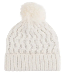 Warm women's beanie with pompom wave weave autumn winter hat 