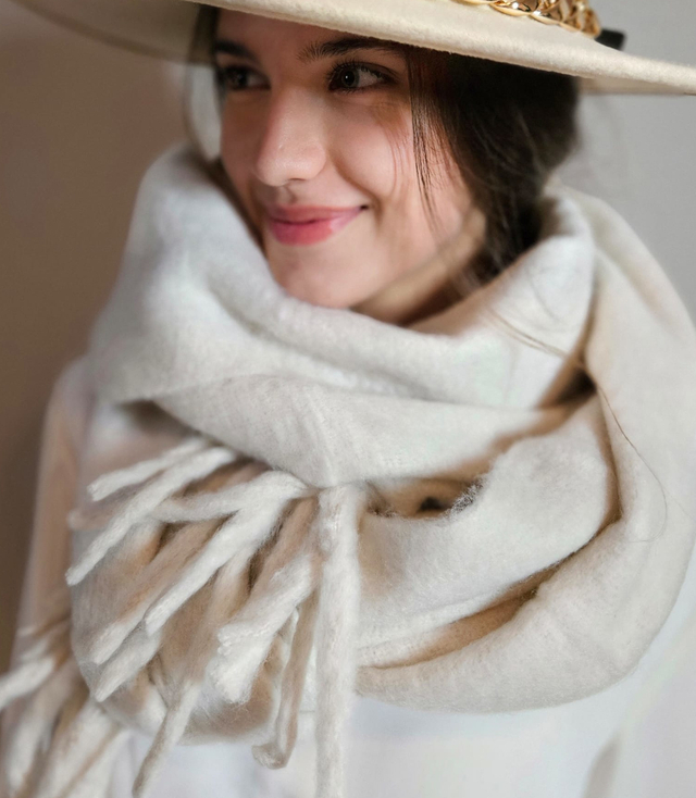 Scarf Thick scarf tassels single color warm soft 180x45 cm