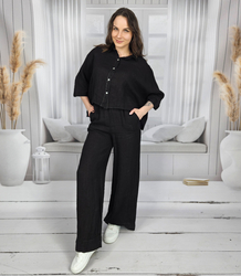 Linen oversize set of kultoy pants and short shirt LAILA