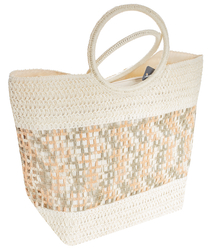 Large woven summer shopper bag with round handles