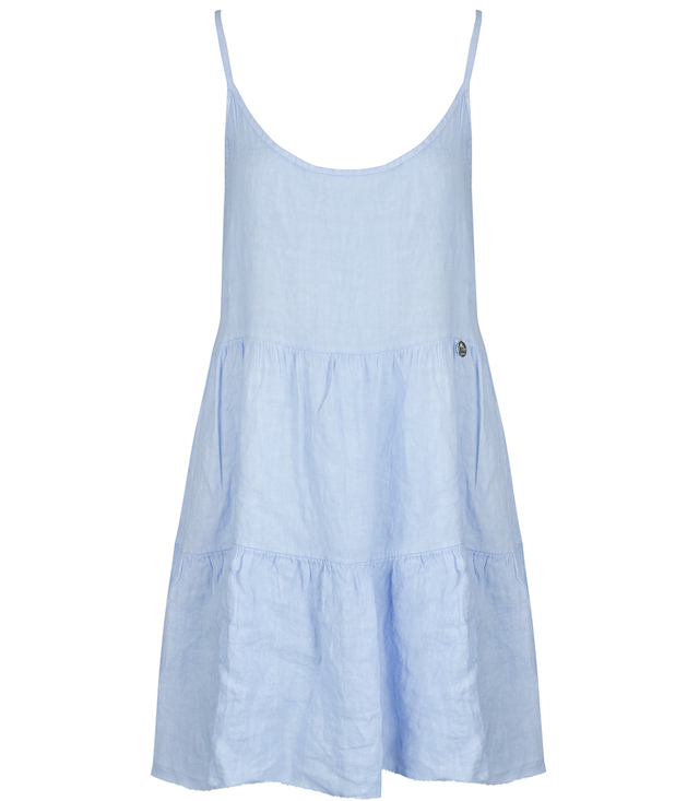 Summer linen dress with open back straps LANILA