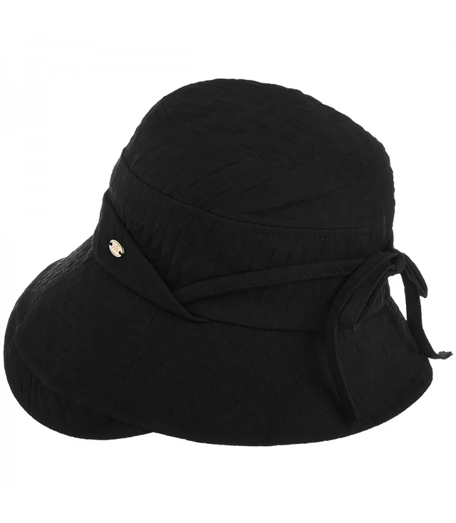 Kapelusz damski letni typu cloche z wiązaniem