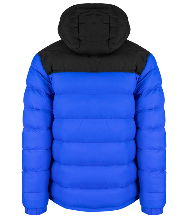 Warm men's quilted winter jacket with hood 