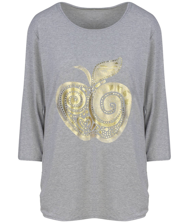 Loose blouse with golden apple print