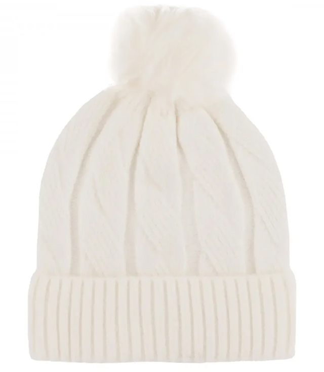 Warm women's cap with pom-pom autumn winter hat