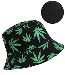 Reversible BUCKET HAT with leaves print