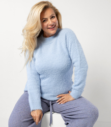 Fluffy short sweater with round neck MILA