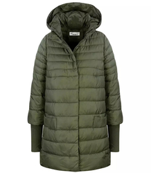Warm quilted jacket with a drawstring hood and sleeves
