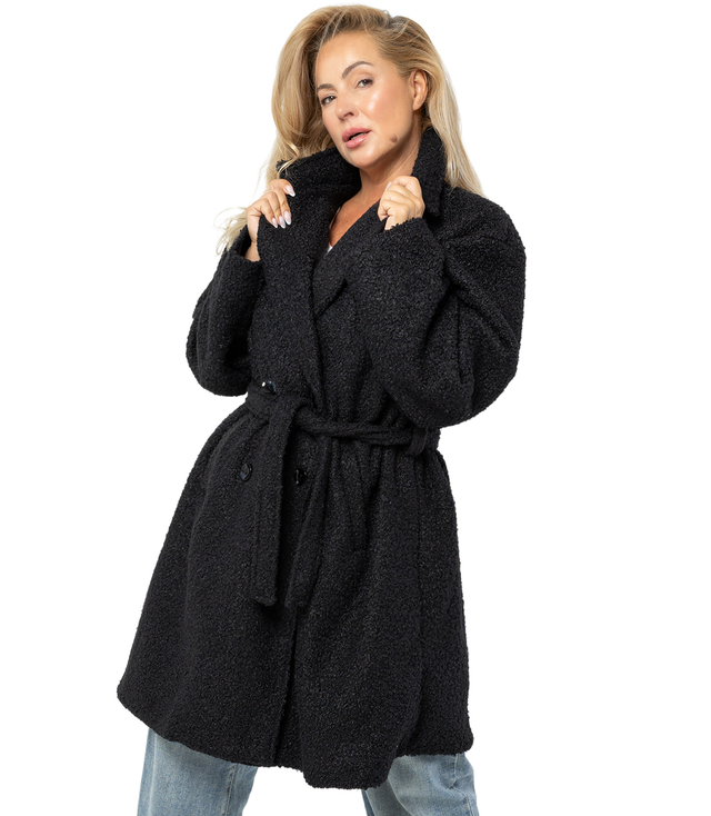 Women's TEDDY boucle fabric bear coat